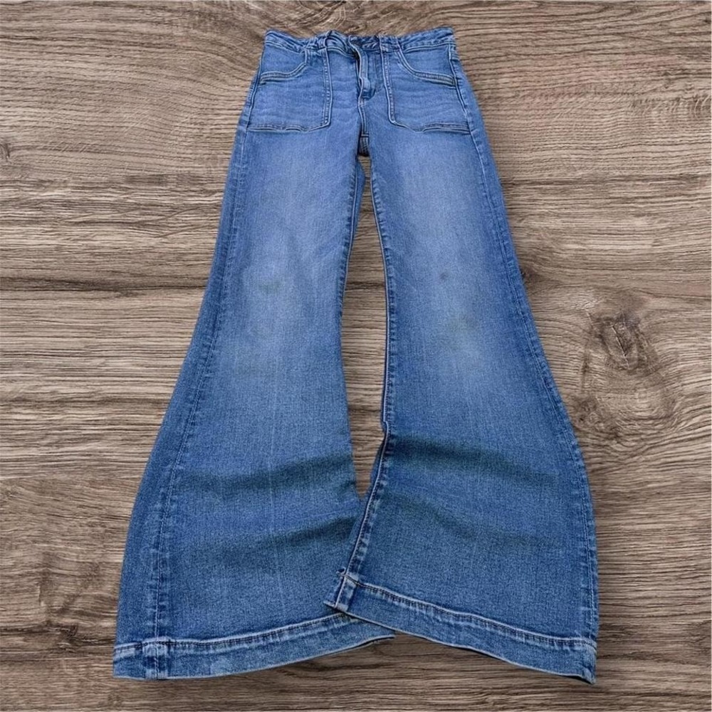 2000s Y2K Flared Bootcut Blue Denim Jeans Super Big Flare 26x29
